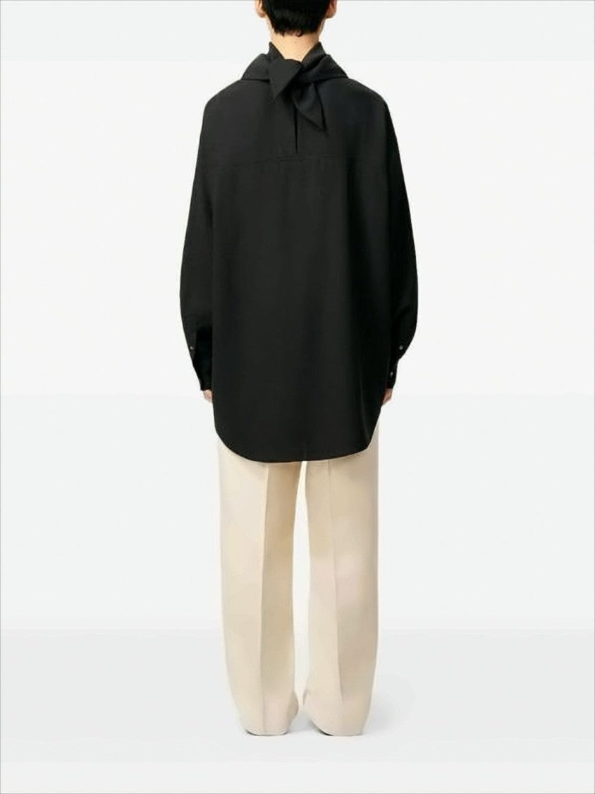 Ami Draped Collar Long-Sleeved Top With Scarf Detail