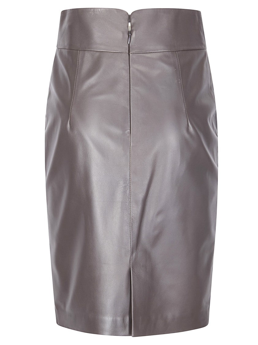 Tagliatore Black Leather Pencil Skirt