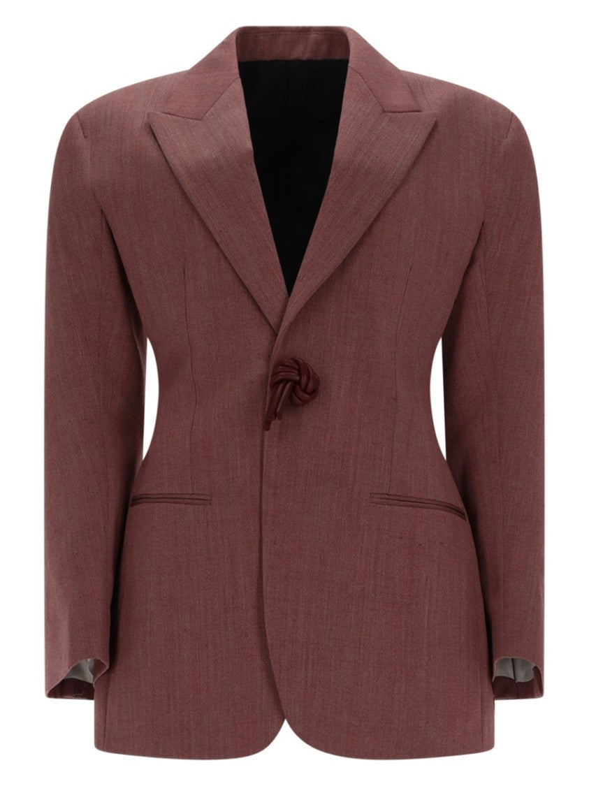 Bottega Veneta Structured Blazer With Notched Lapel And Single Button Closure