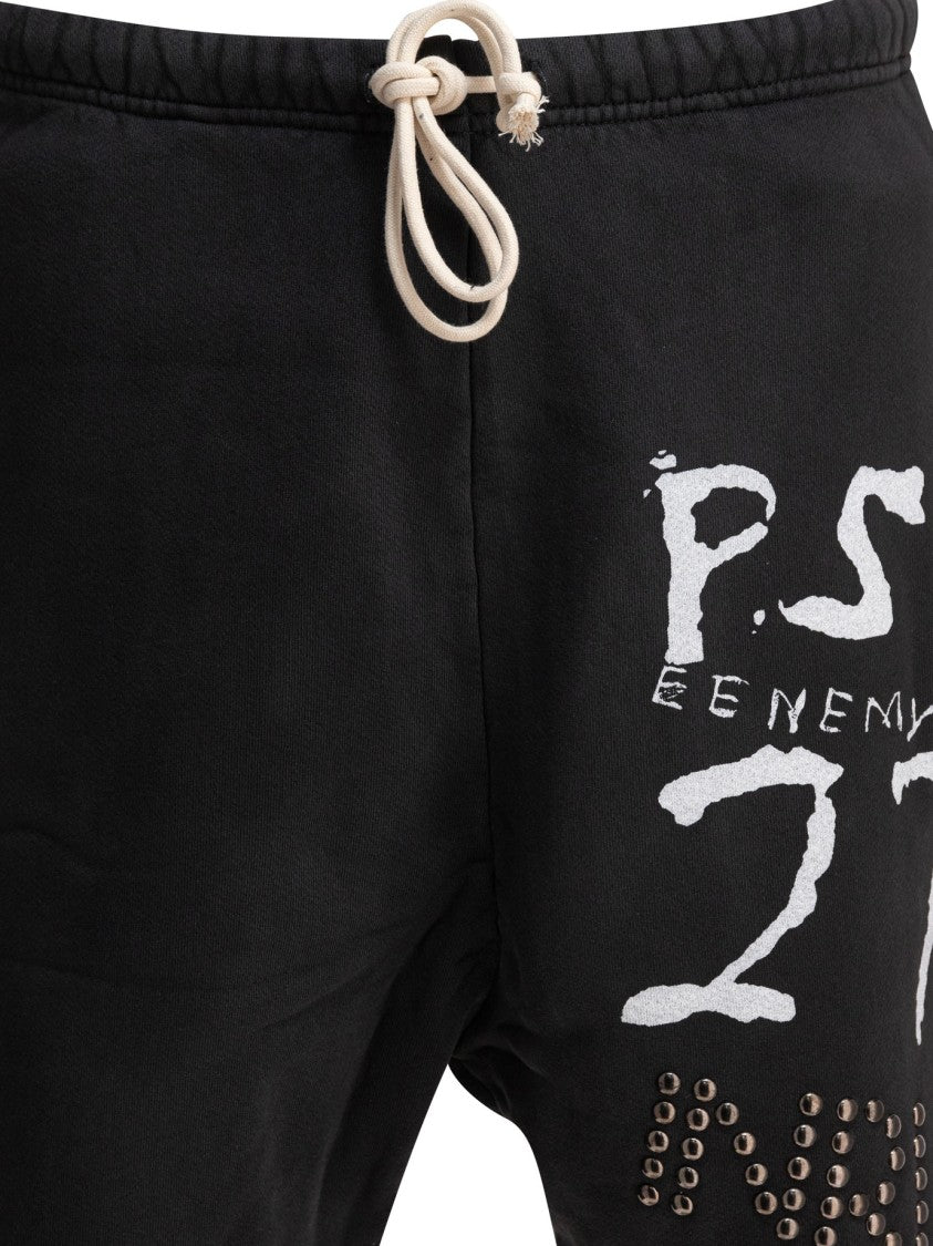 Rrr123 Black Bermuda Shorts With Graphic Text
