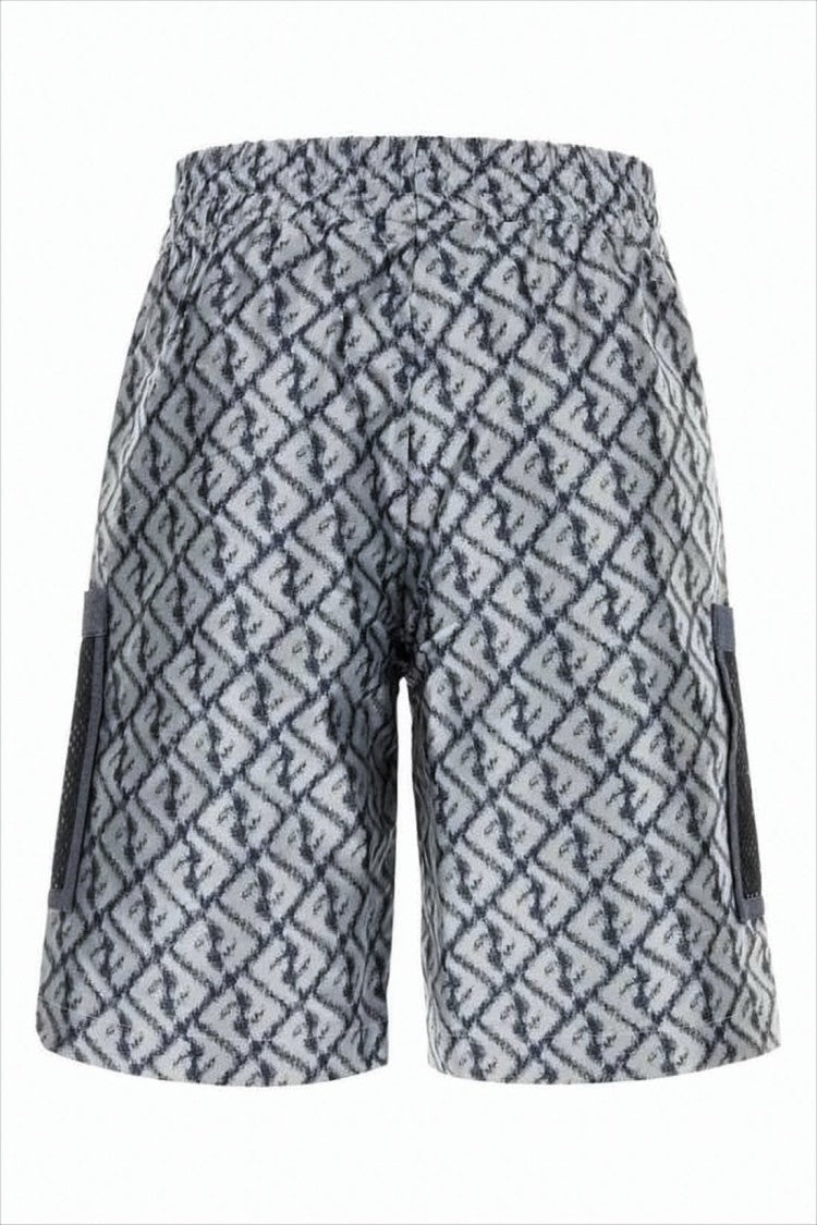 Fendi Geometric Patterned Men's Shorts With Elastic Waistband
