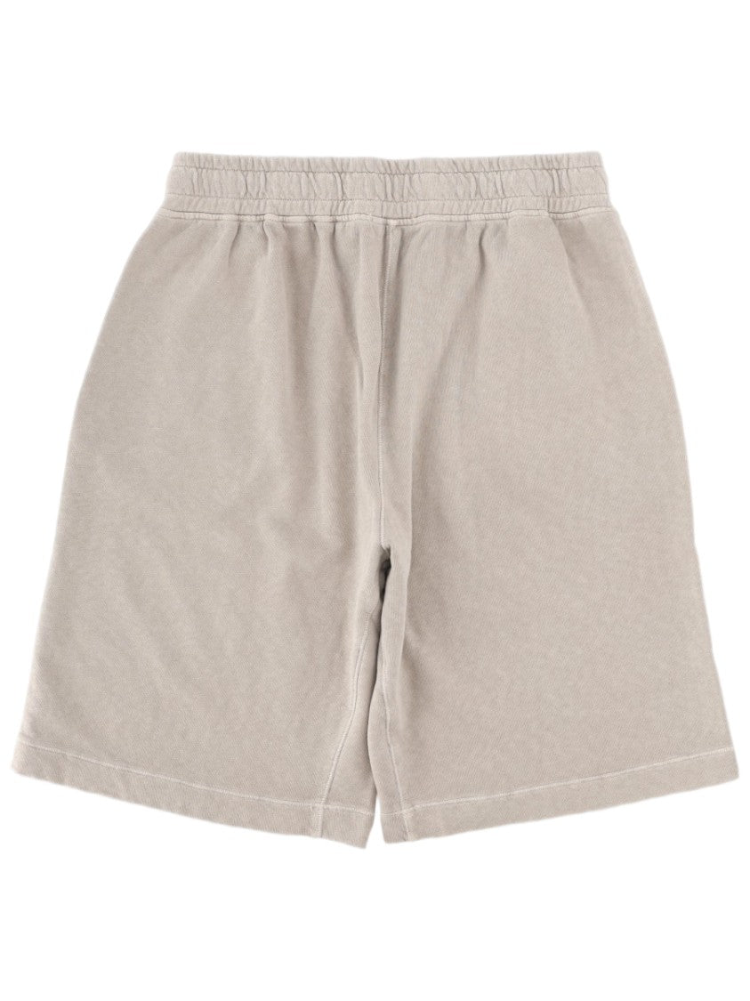 C.P. Company Neutrals Elastic Waistband Emblem Cotton Shorts