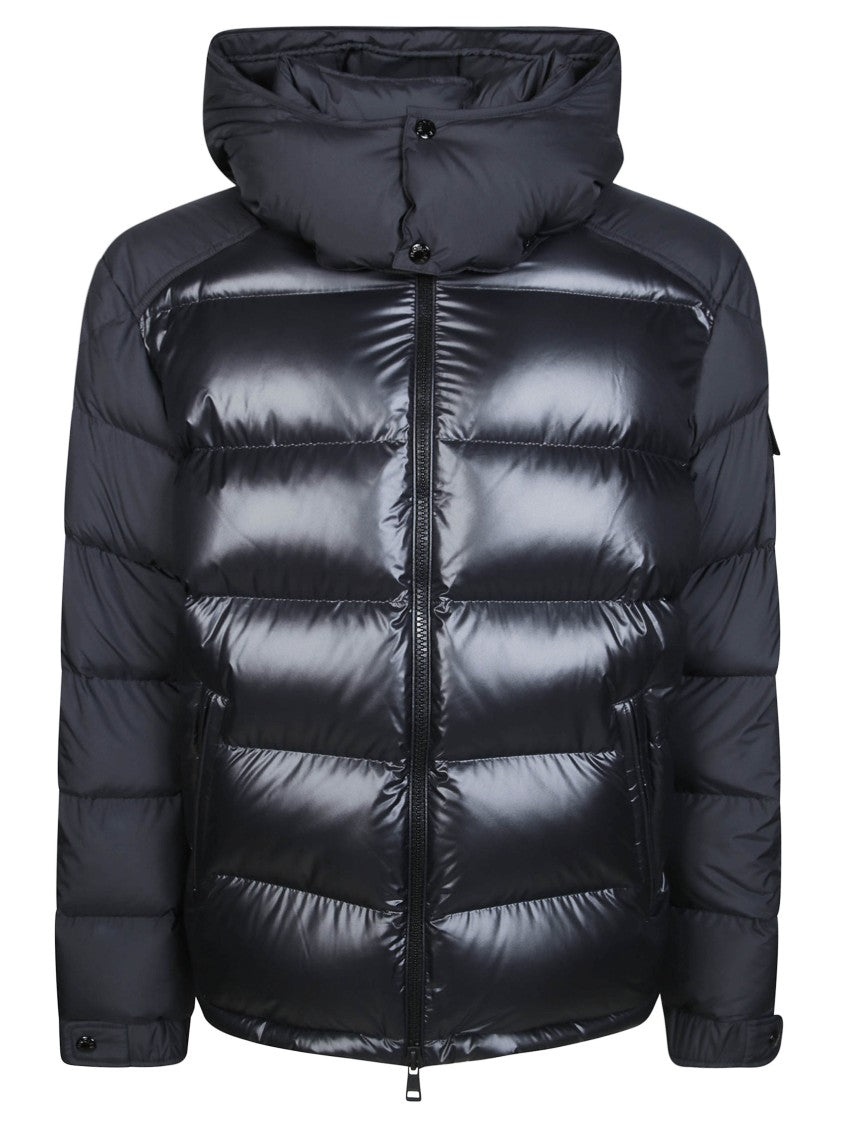Moncler Maya Glossy High Collar Hooded Down Jacket