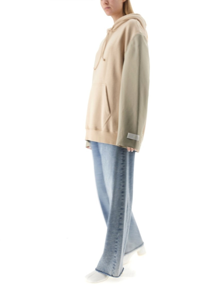Mm6 By Maison Margiela Oversized Hooded Sweatshirt With Contrasting Sleeves