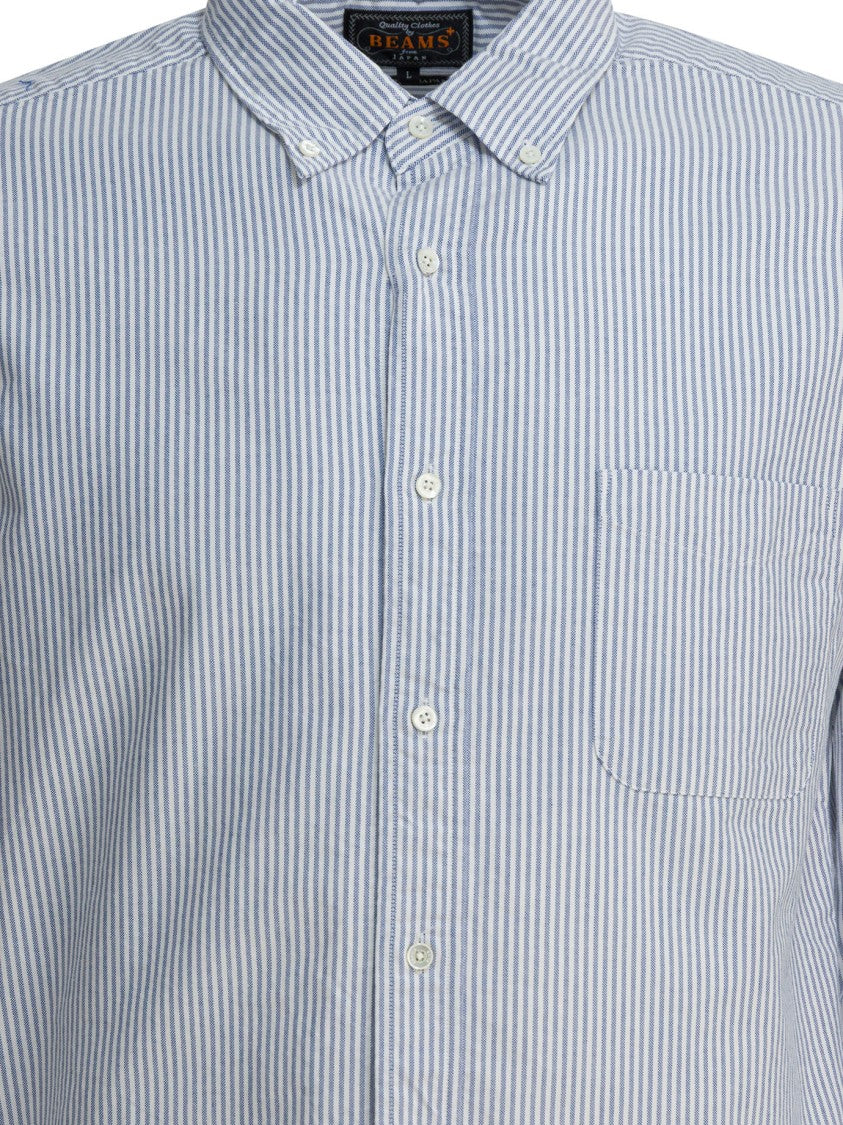 Beams Plus Narrow Striped Button-Down Cotton Shirt