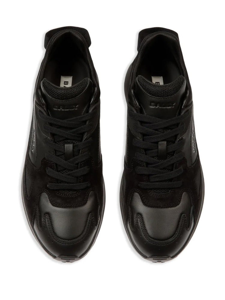 Bally Black Low-Profile Suede Mesh Leather Sneakers