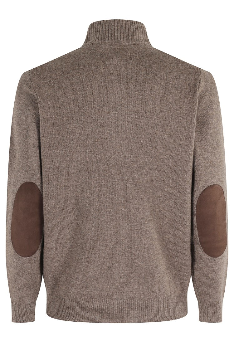 Barbour Essential Patch Cardigan With Textured Knit And Elbow Patches