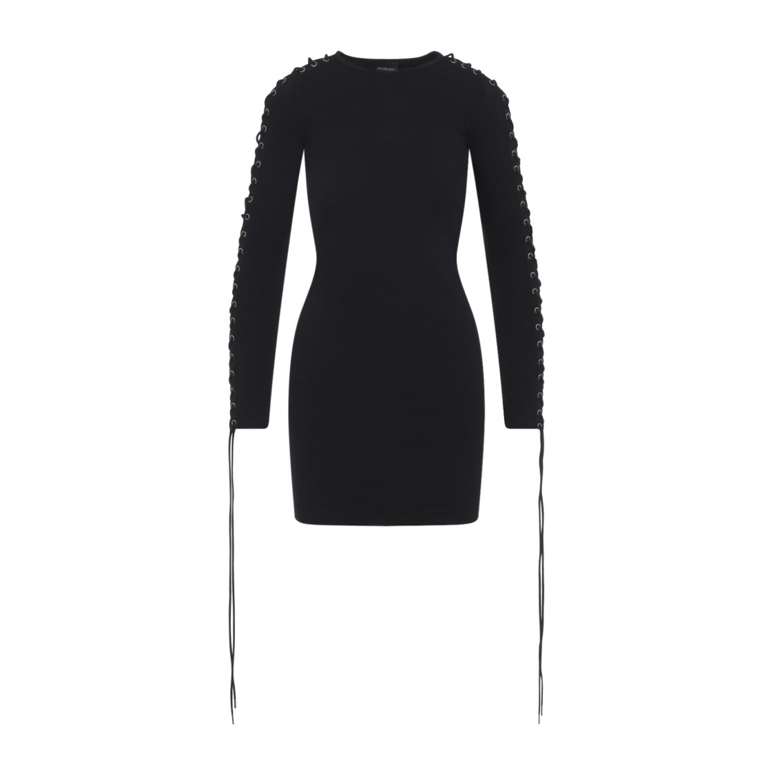 Balenciaga Fitted Black Mini Dress With Lace-Up Detailing