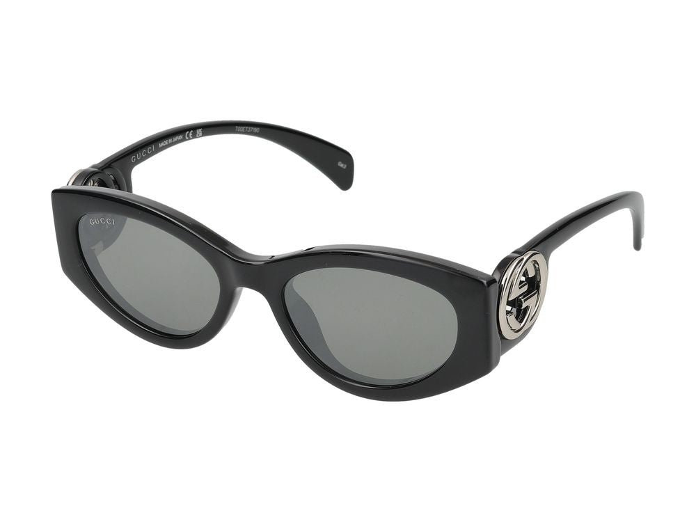 Gucci Black Silver-Embellished Temples Cat-Eye Sunglasses
