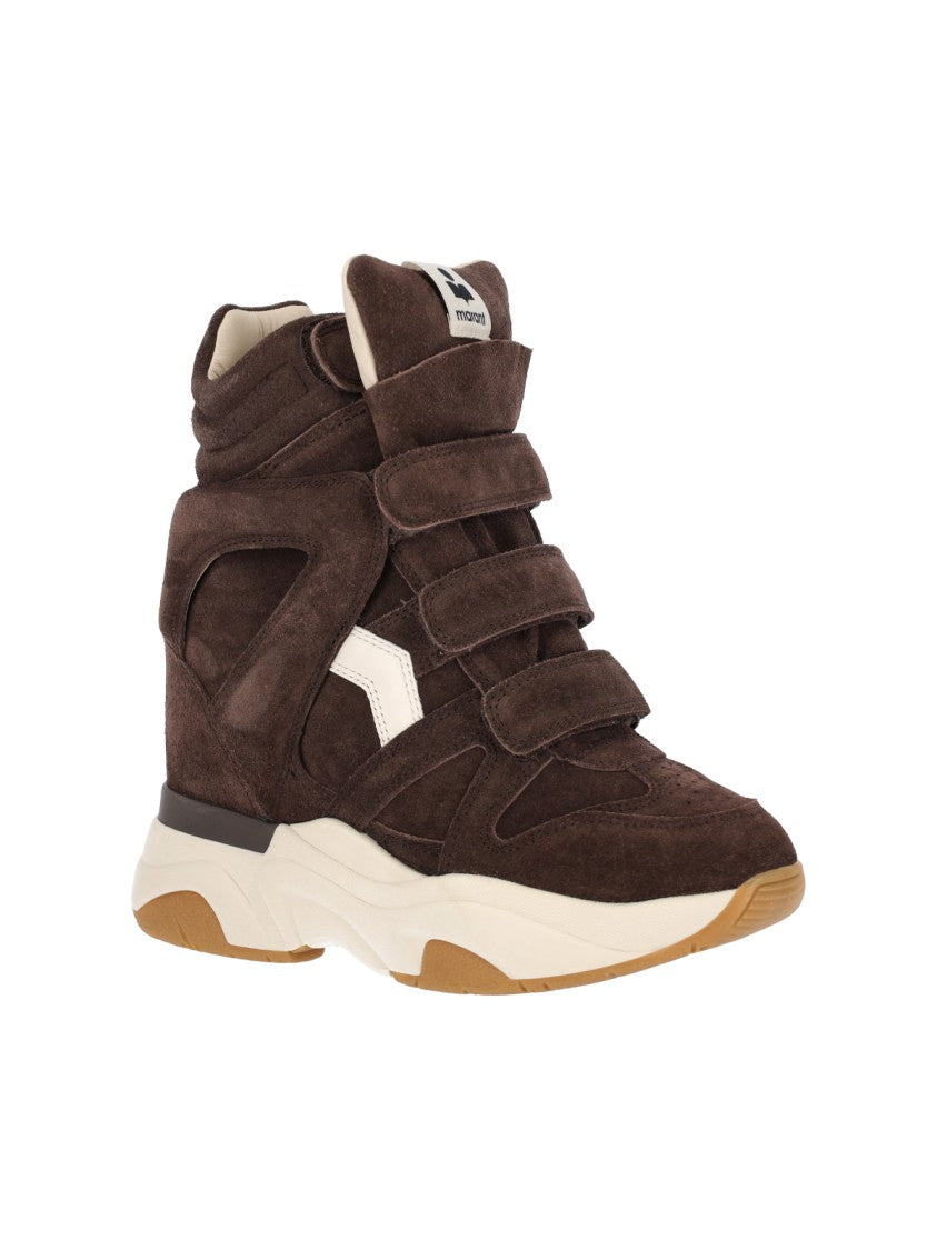 Isabel Marant Brown Balskee Leather Suede Sneakers