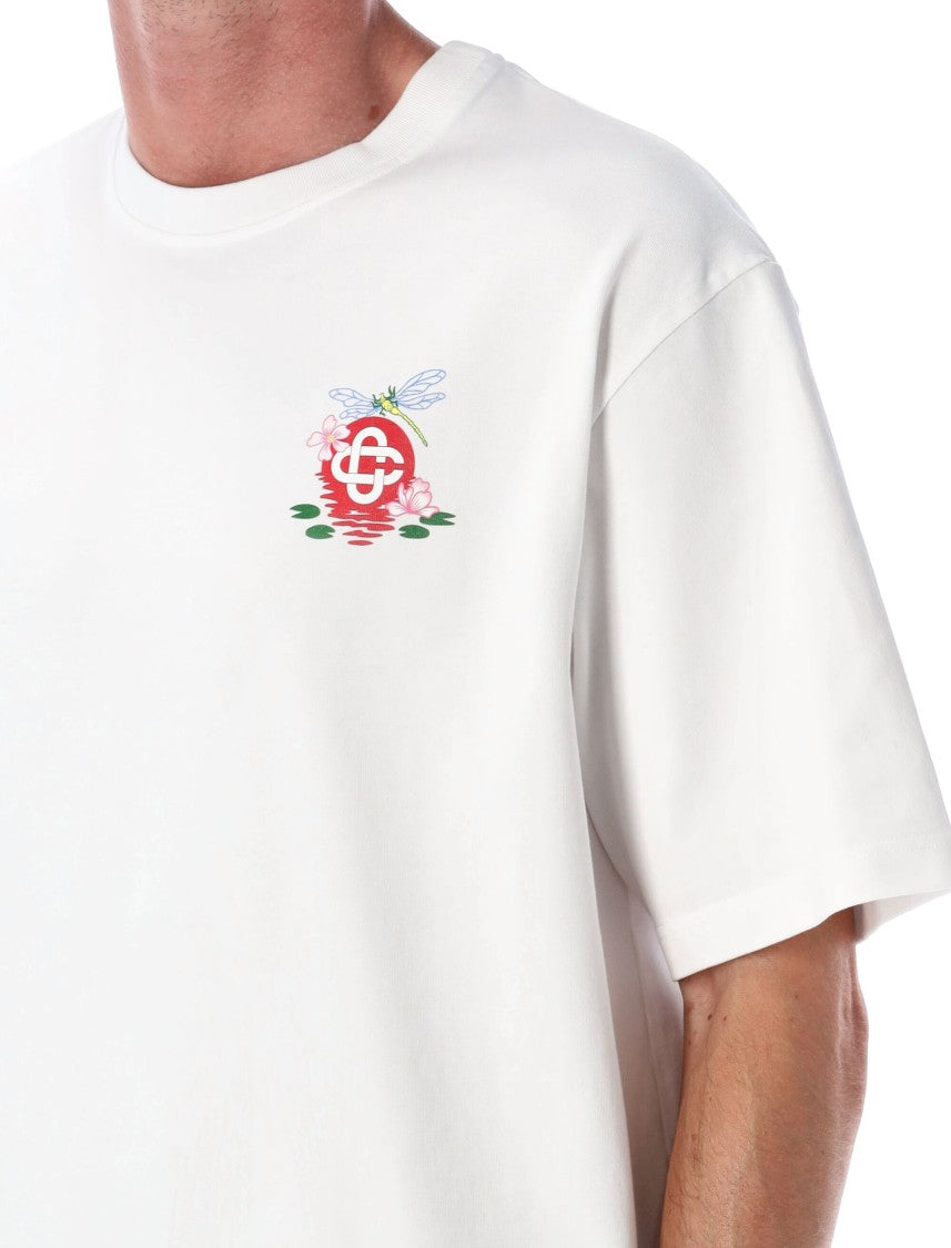 Casablanca White Dragonfly Floral Oversized T-Shirt