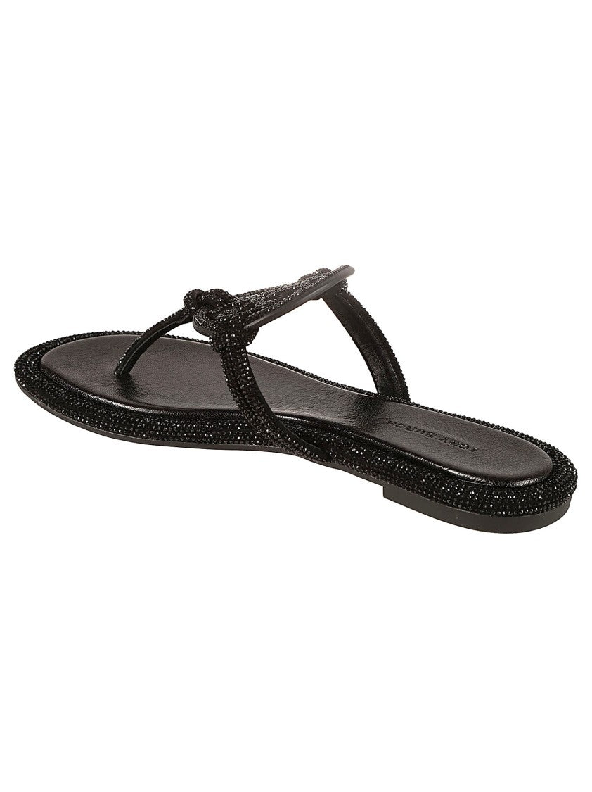 Tory Burch Refined Black Sandals With Beaded Thong Strap