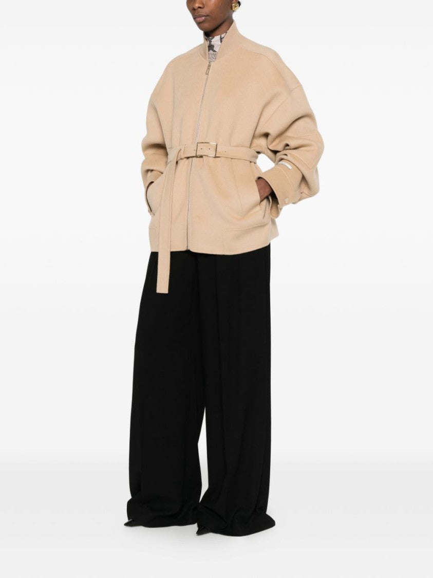 Sportmax Black Boxy Zip-Up Patch Pockets Jacket
