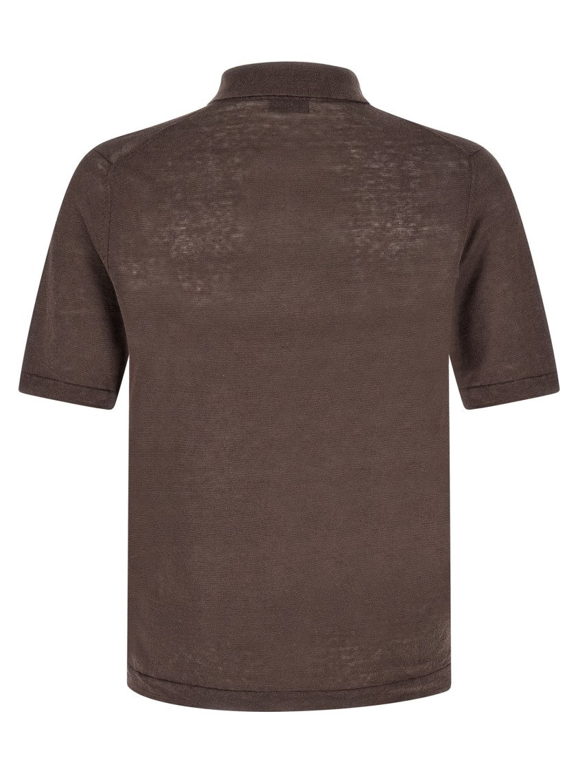 Ballantyne Argyle Pattern Polo Shirt In Linen-Cotton Blend