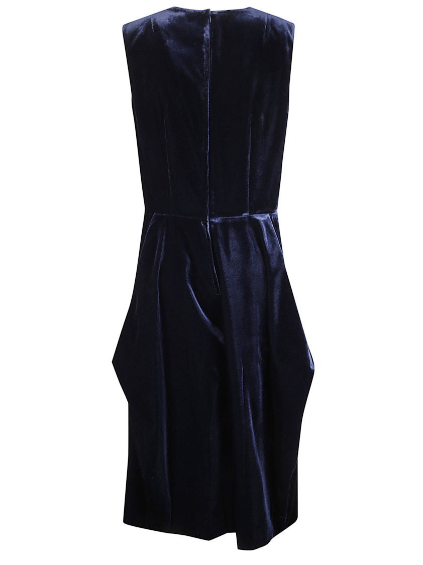 Comme Des Garçons Dark Blue Velvet Jumpsuit With Concealed Closure