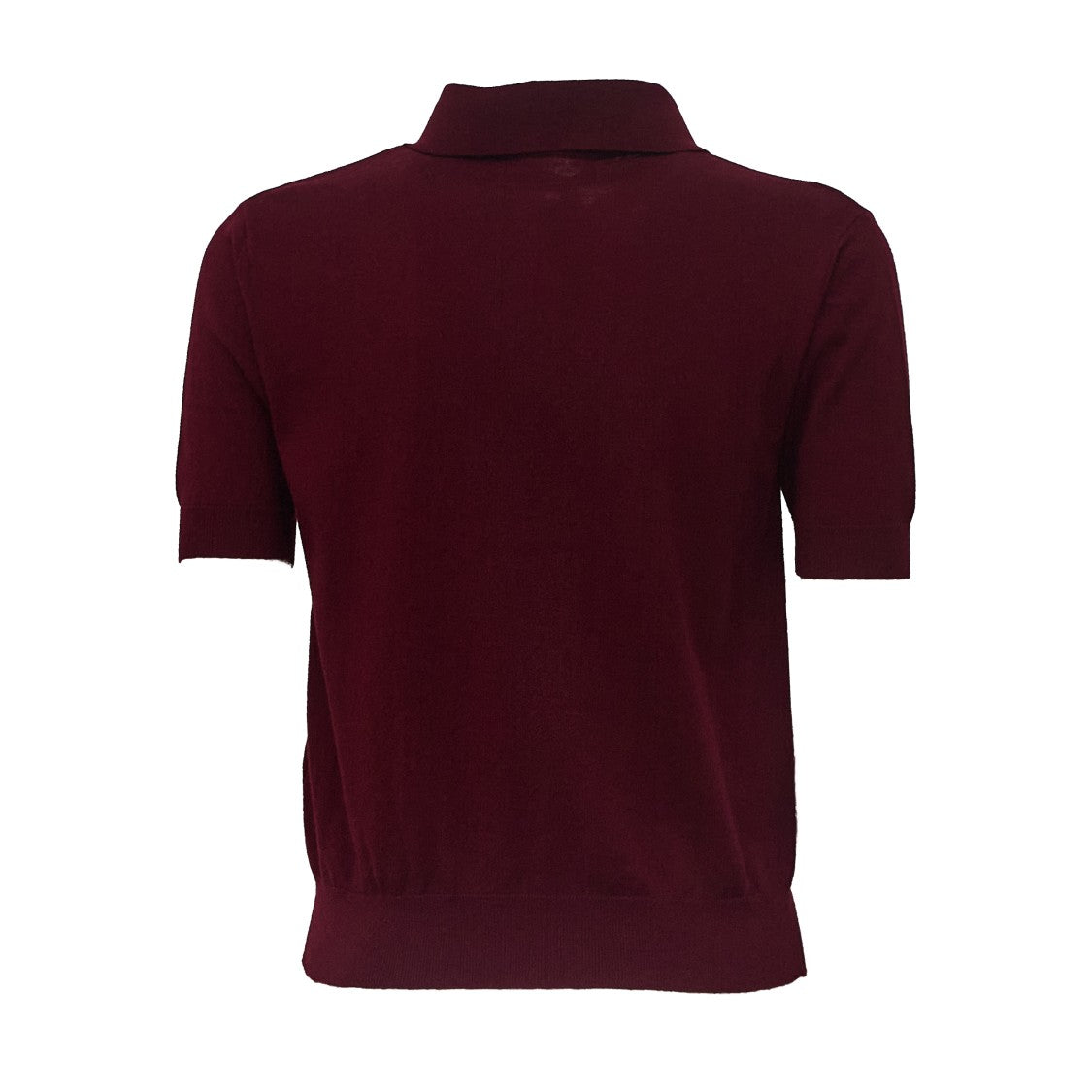Max Mara Short-Sleeved Polo Top With Gold Button Placket And Ribbed Finish