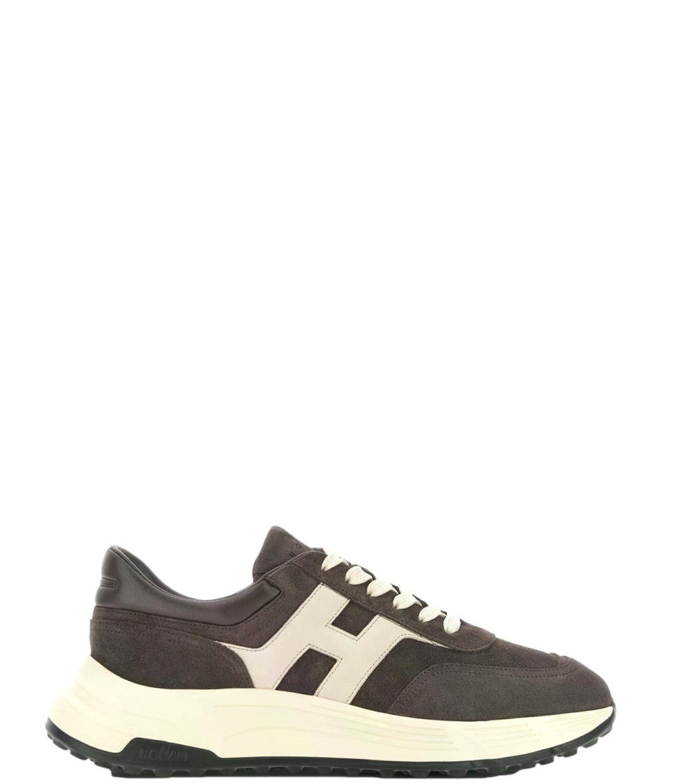 Hogan Dark Suede Padded Collar Sneakers