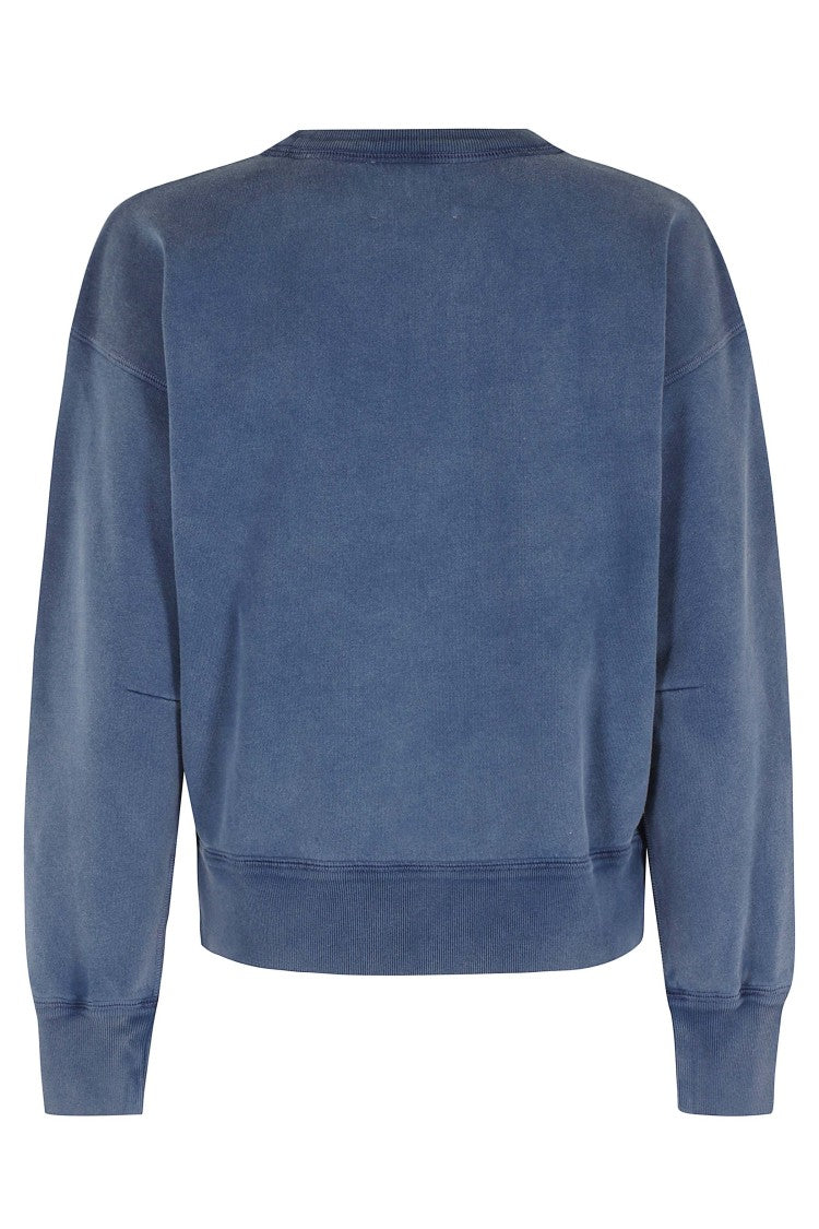 Isabel Marant Étoile Blue Mobyli Gz Blurred Logo Crewneck Cotton-Blend Sweatshirt