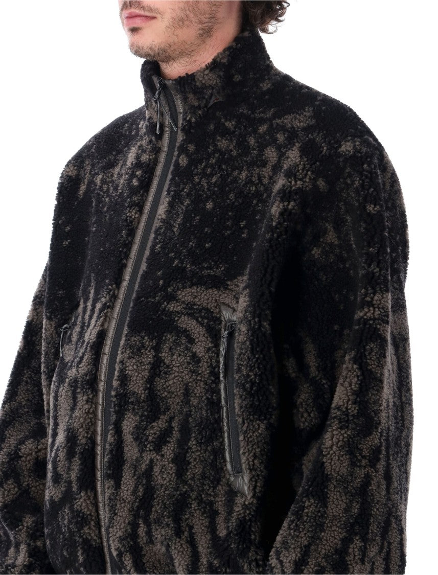 Roa Ewe Digital Print Faux Fur High Collar Fleece Jacket