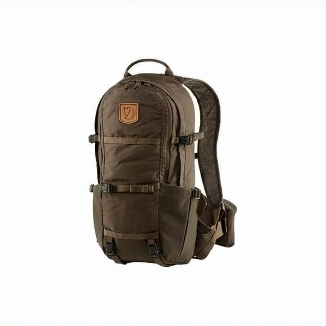 Fjallraven Structured Brown Backpack With Leather Patch Detail