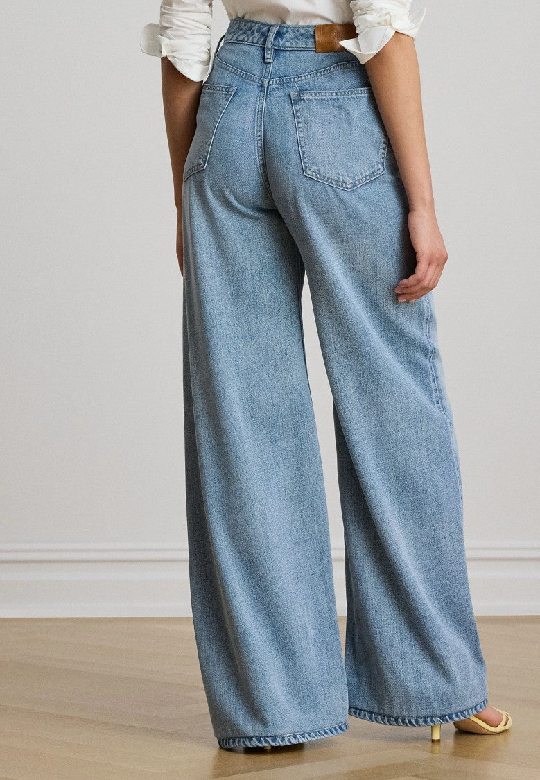 Lauren Ralph Lauren Light Blue Faded High-Waisted Wide-Leg Jeans