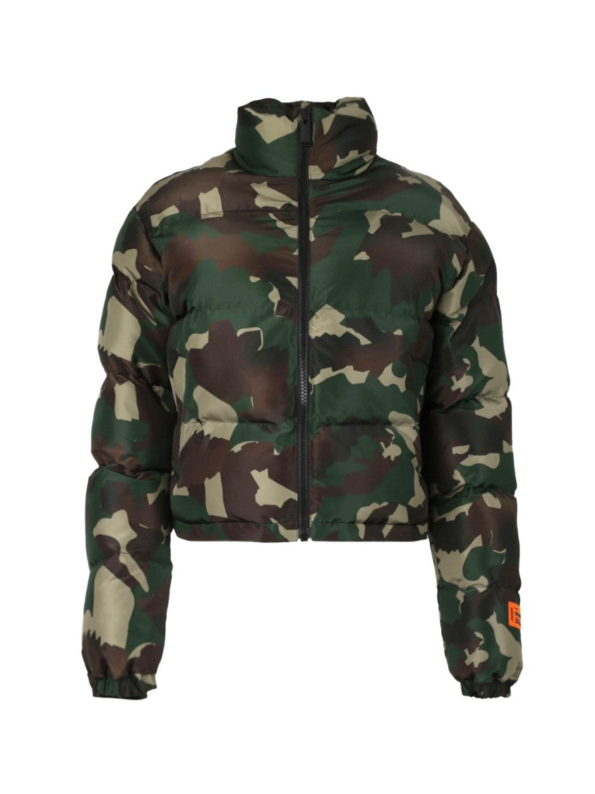Heron Preston Camo Green Cropped Nylon Puffer Jacket