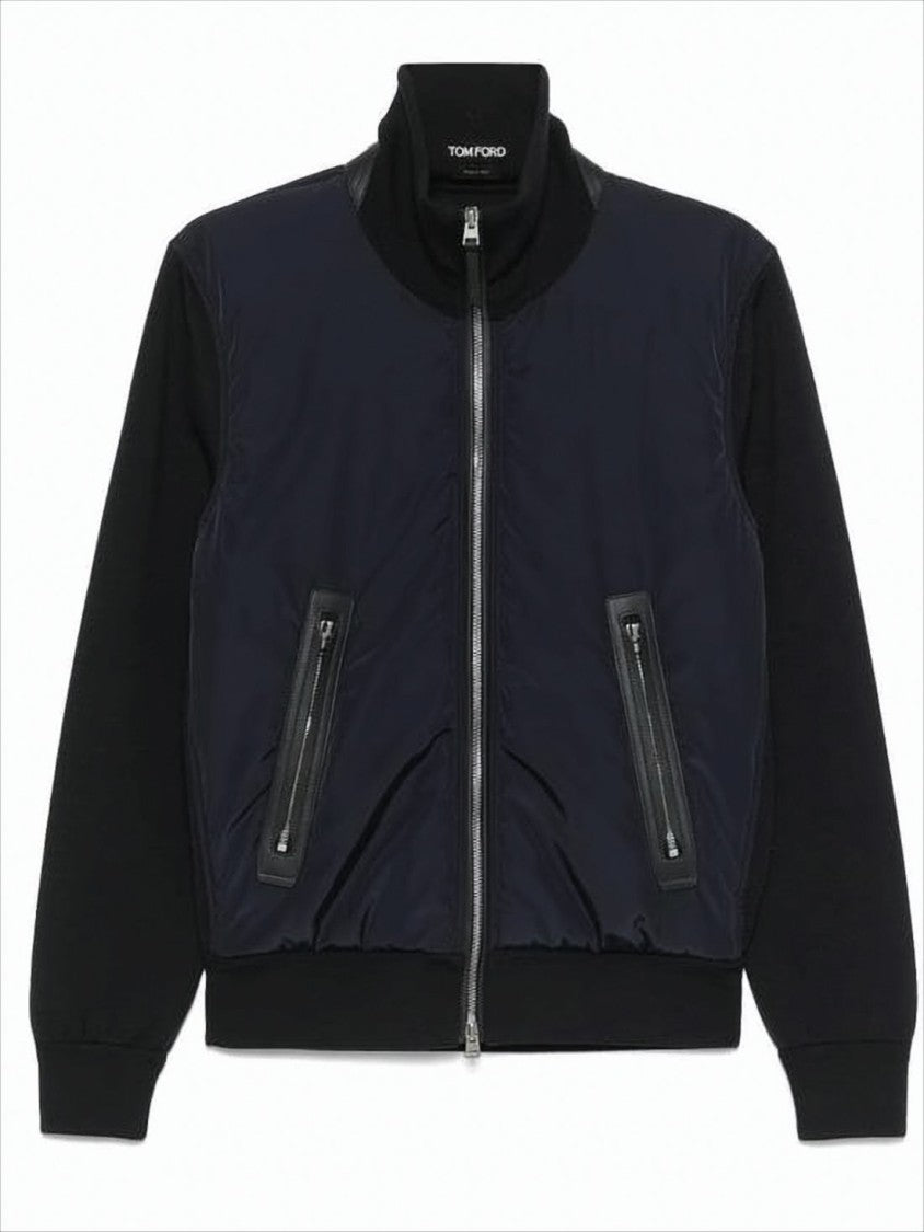 Tom Ford Black Zip Jacket With Ribbed Details