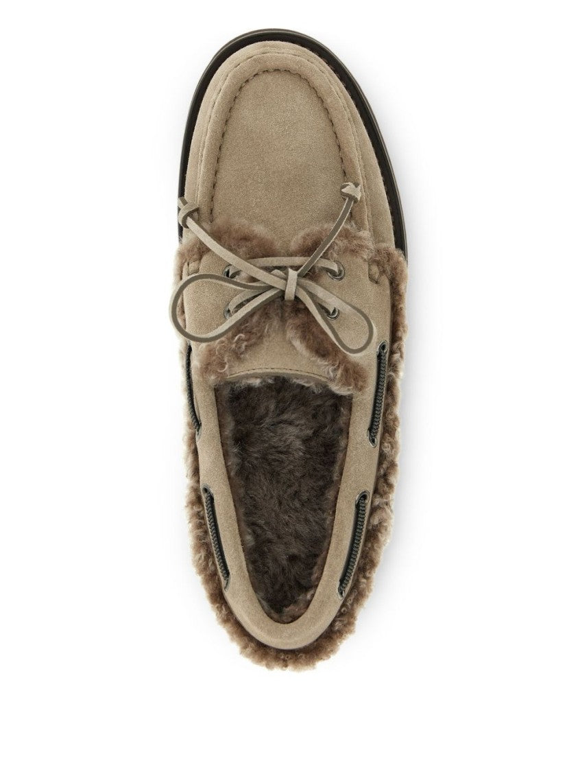 Brunello Cucinelli Moccasin-Style Flats With Suede Exterior