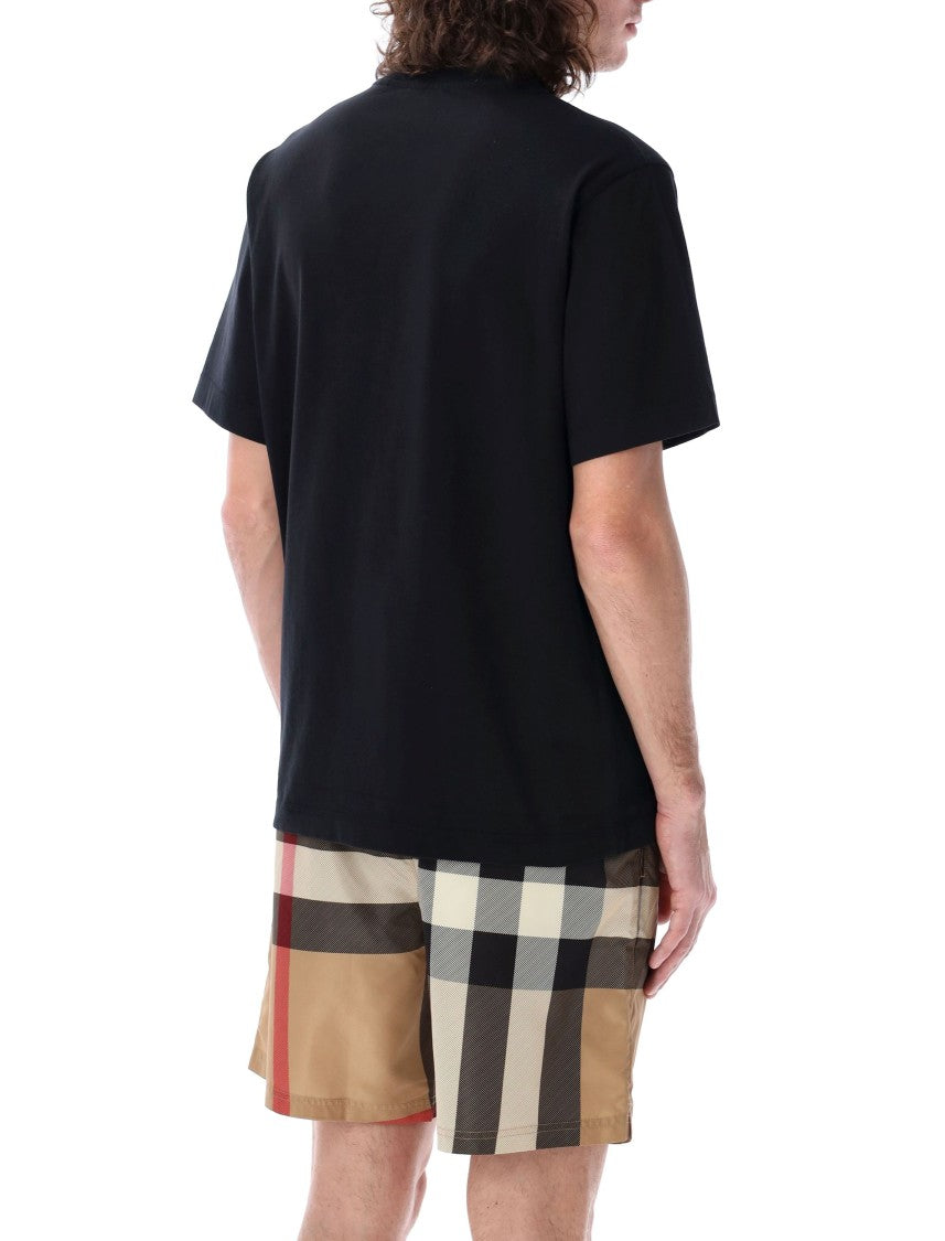 Burberry Black Cotton T-Shirt With Equestrian Knight Design