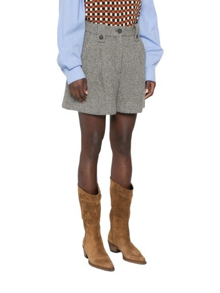 Golden Goose Grey Wool Pleated Shorts