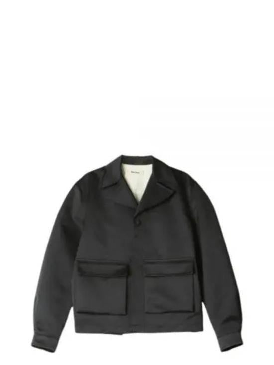 Wales Bonner Boxy Black Cropped Jacket With Classic Collar