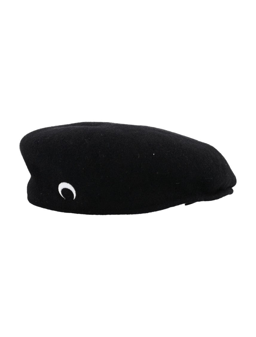 Marine Serre Smooth Black Wool Beret