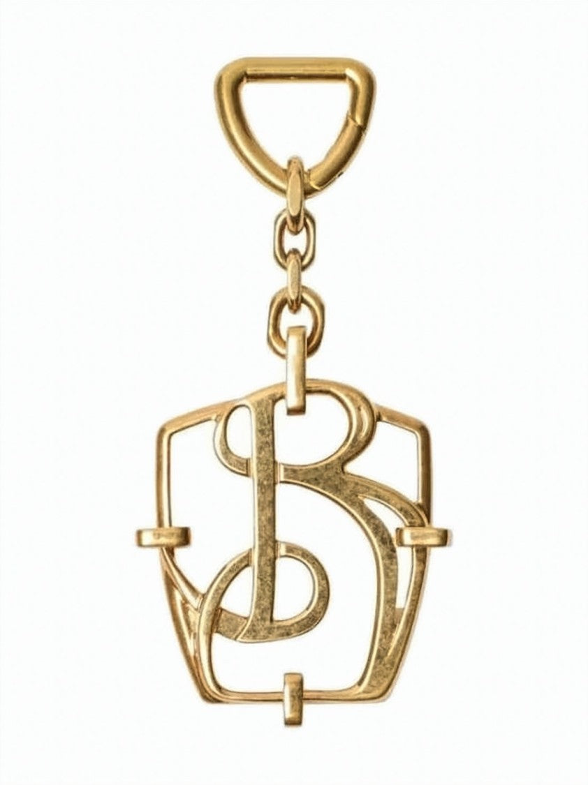 Burberry Brass Monogram Keyring With Triangular Clasp