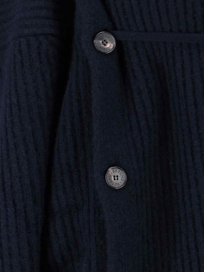 Setchu Ribbed Wool And Cashmere Sweater – Navy