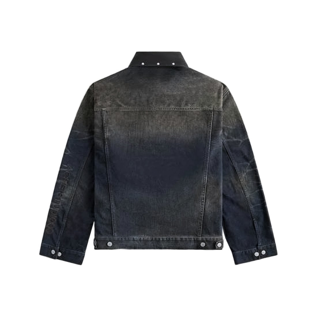 Acne Studios Faded Black Denim Jacket With Studded Collar