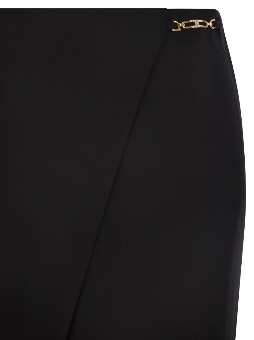 Elisabetta Franchi Crepe Skirt With Jewel Detail
