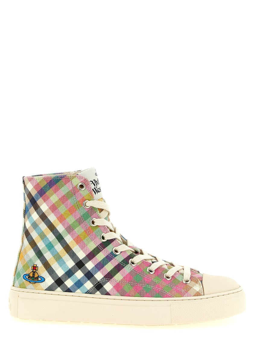 Vivienne Westwood Heather Tartan High-Top Sneakers With Embroidered Orb Logo