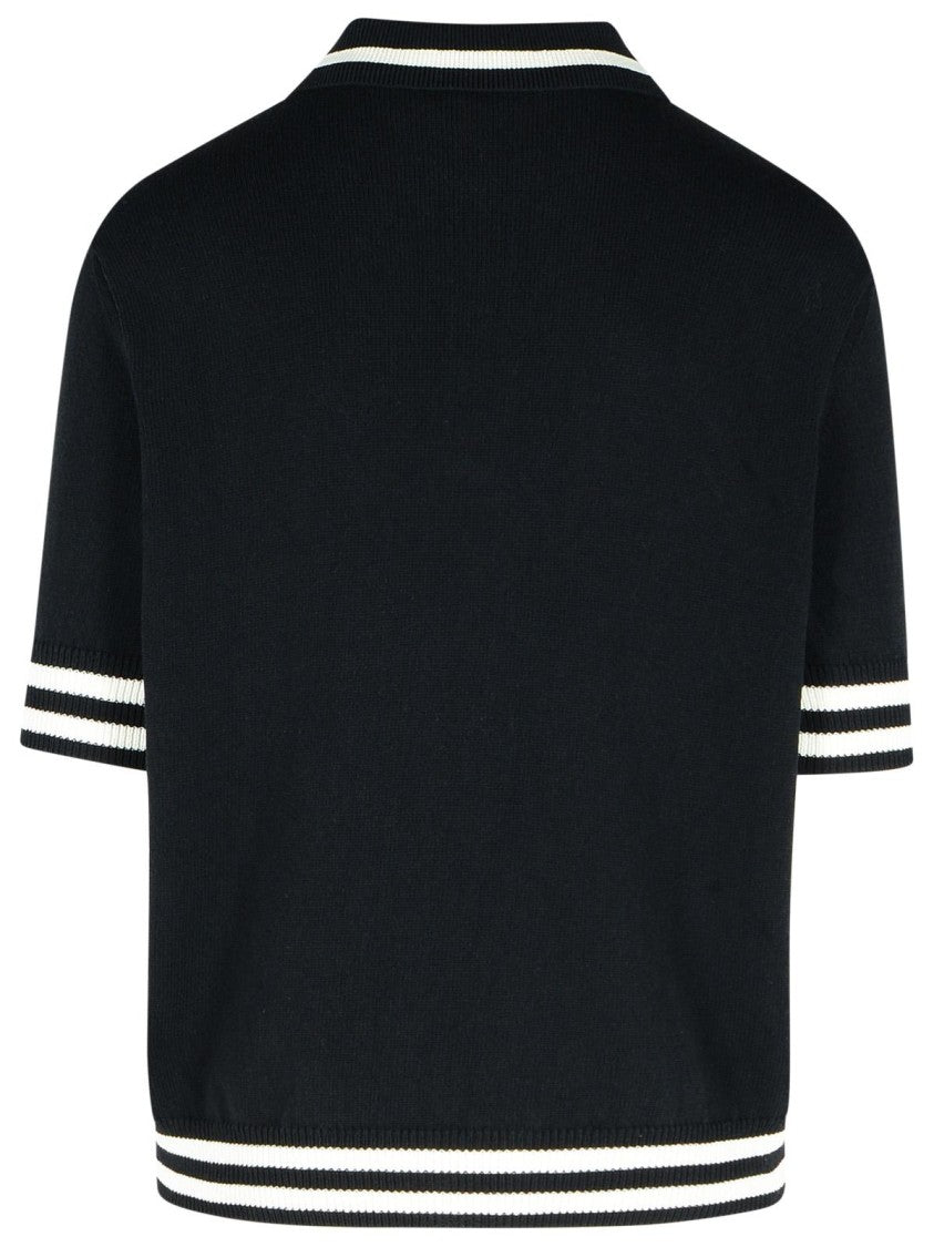 Balmain Signature' Black Cotton Blend Polo Shirt