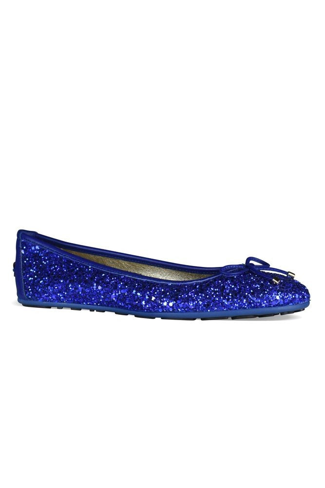 Jimmy Choo Sequined Blue Ballerinas With Decorative Bow