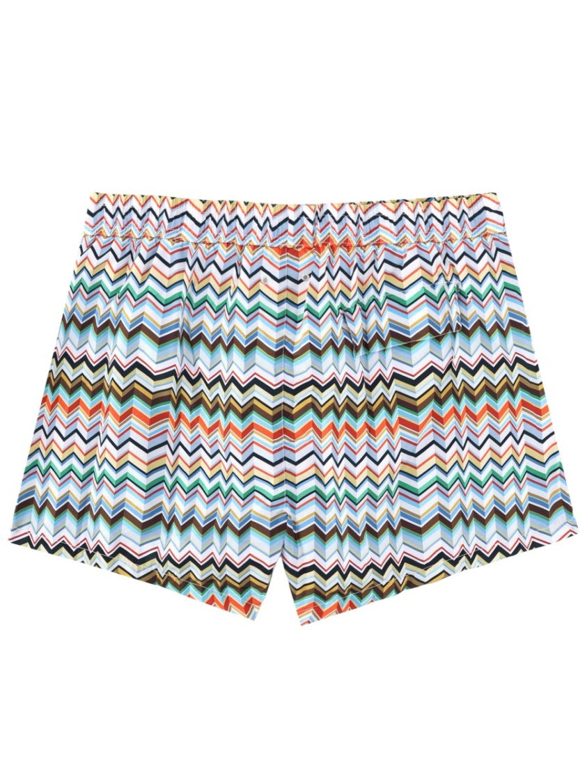 Missoni Multicolor Zigzag Pattern Polyester Swim Shorts