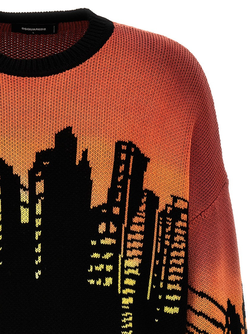 Dsquared2 Skyline Intarsia Cotton Sweater