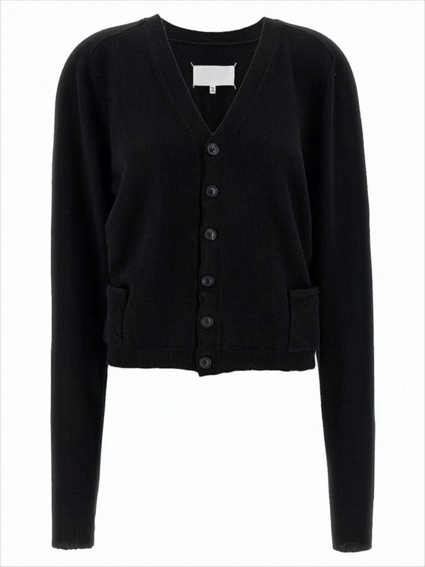 Maison Margiela Cropped V-Neck Cardigan With Button-Down Front