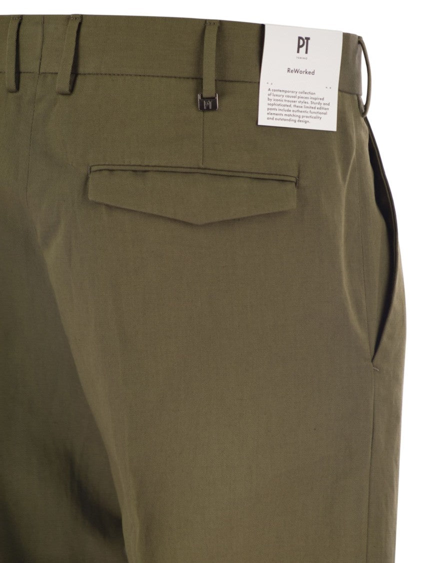 Pt Torino Michael - Straight-Leg Cotton Linen Trousers