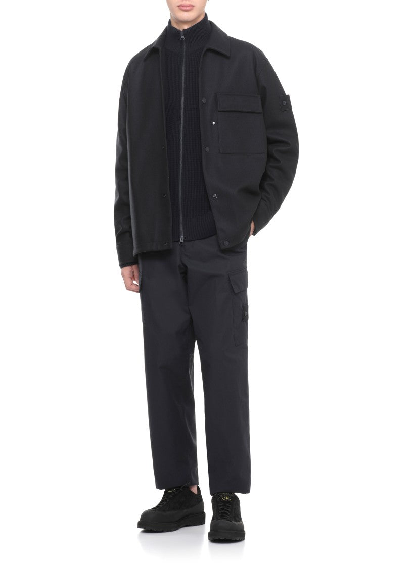 Stone Island Textured Knit Wool Cardigan