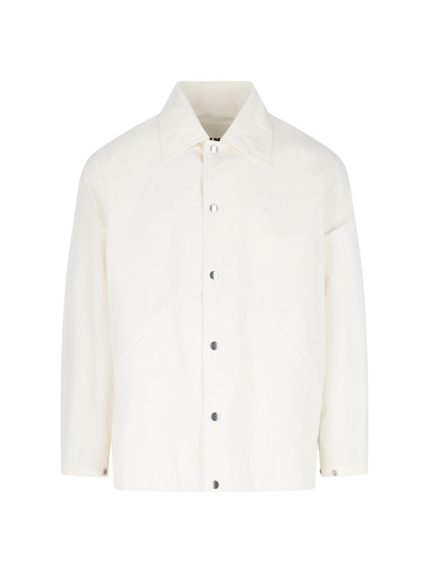 Jil Sander White Cotton Retro Logo Jacket