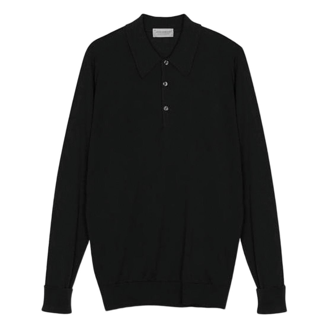 John Smedley Long-Sleeve Polo Shirt With Classic Collar And Ribbed Cuffs