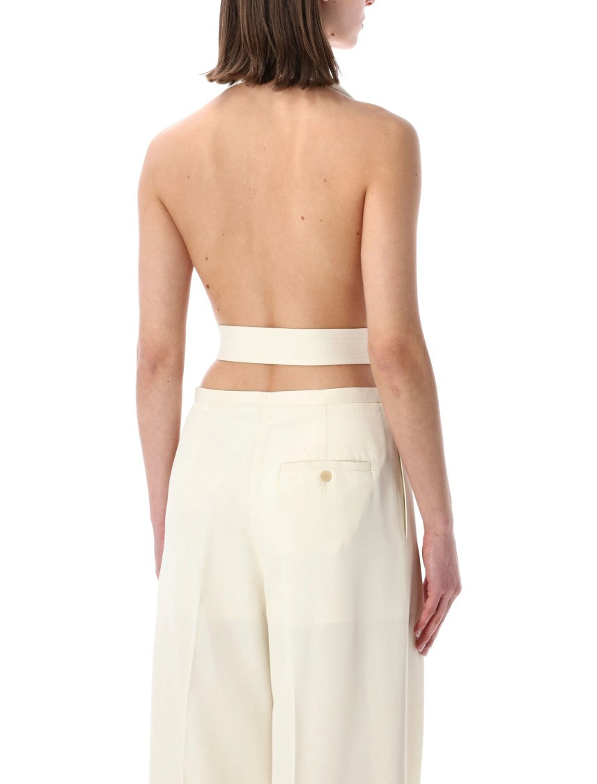 Alberta Ferretti Draped White Scarf Draped Fluid Top