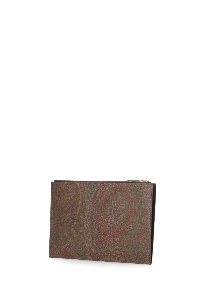 Etro Rectangular Brown Paisley Pochette