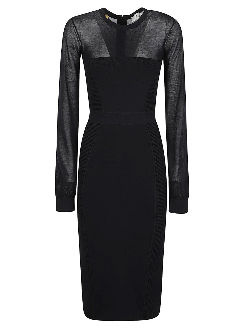 Elisabetta Franchi Tailored Viscose-Blend Sheer Sleeve Midi Dress