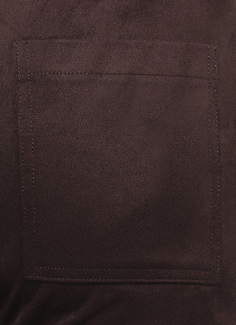 D. Exterior Rich Brown Velvet Pants With Flared Leg And Seam Detailing